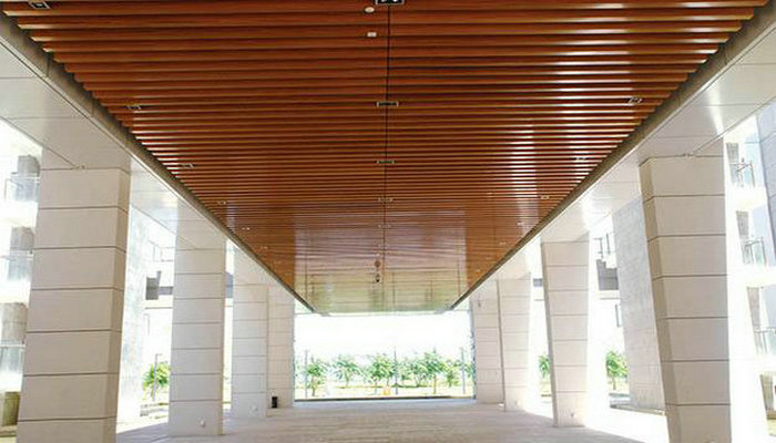木纹型材铝方通吊顶效果图 红井铝业