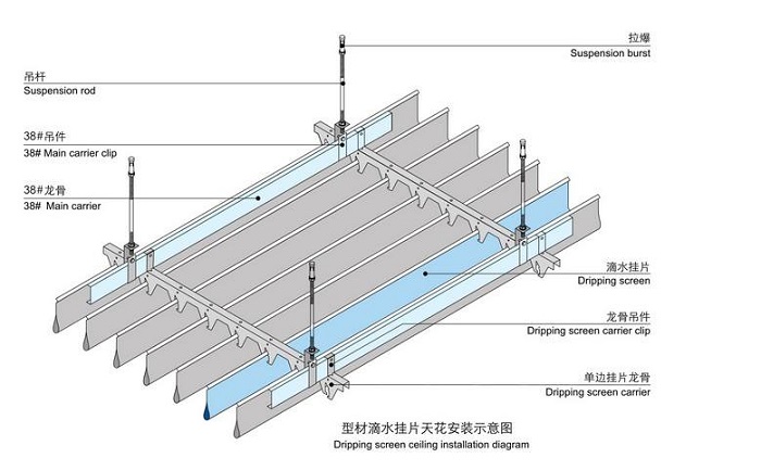 水滴挂片吊顶安装示意图